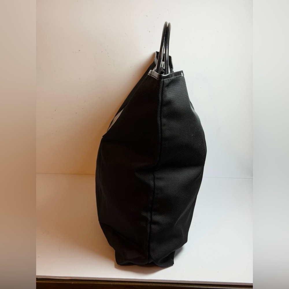 Salvatore Ferragamo Gancini Hand Bag in Black Nylon with Black Leather Trim - Picture 5 of 10